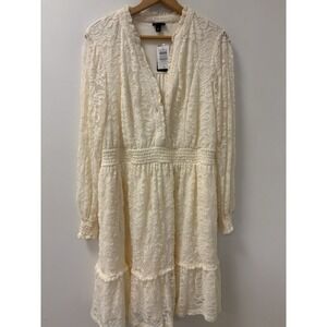 NWT Torrid Skater Dress Women 1X 14-16 Cream Lace Tiered  Ruffles Whimsical